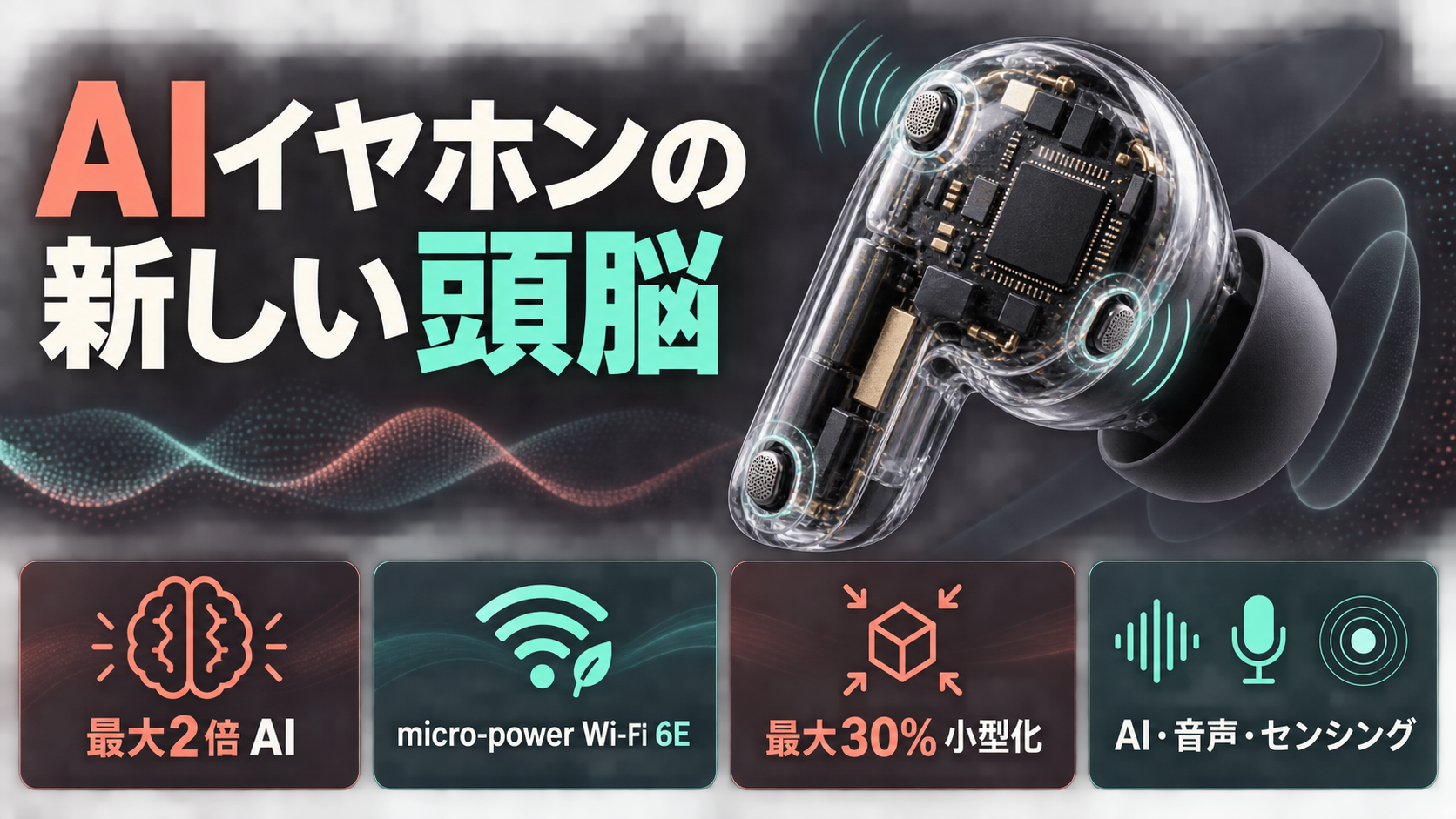 AIイヤホンの新しい頭脳とSnapdragon Sound Elite Gen 2の特徴を示す文字入りアイキャッチ画像
