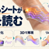 手首に巻いた柔らかい光導波路シートが曲がり方を3D形状として再現する図解