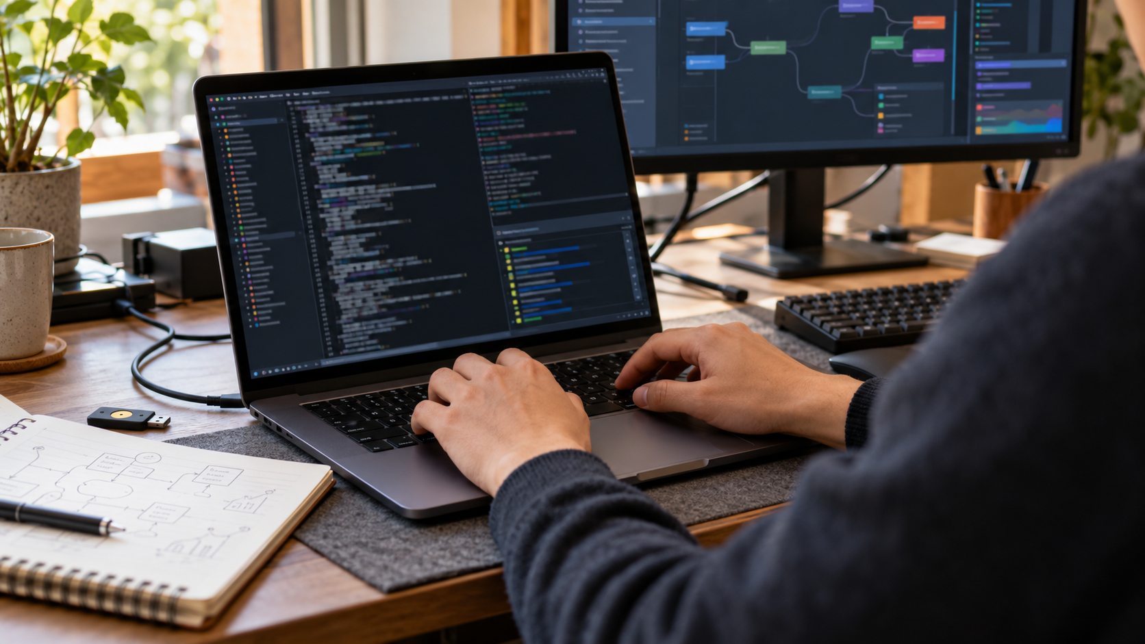 ターミナルでAIコーディングの作業フローを確認する開発者