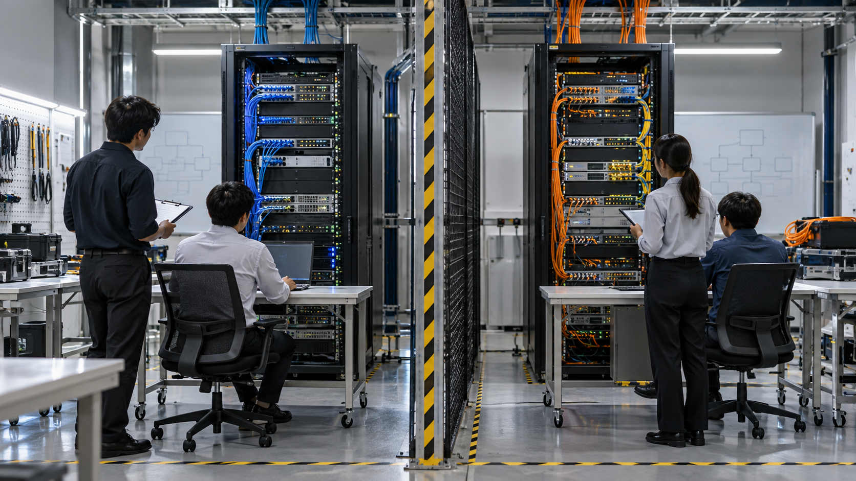 二つに分けたネットワーク検証ラックを比較する運用チーム